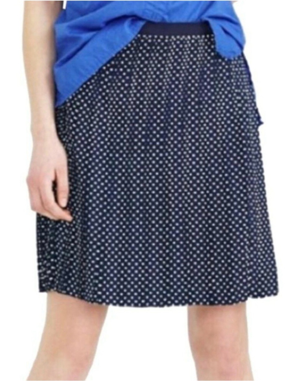 J. Crew Navy & White Polka Dot A-Line Skirt